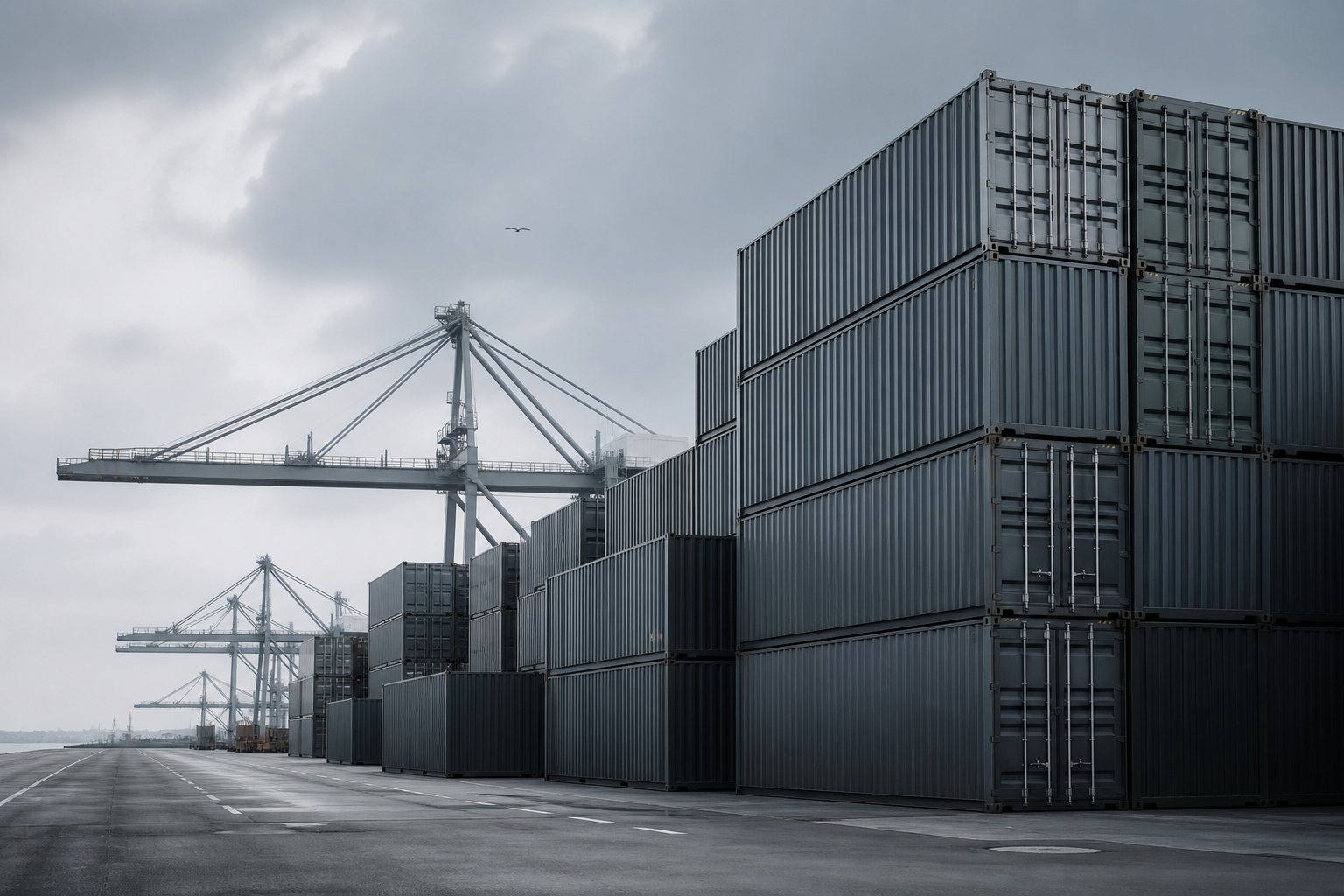 Containers at a modern port terminal